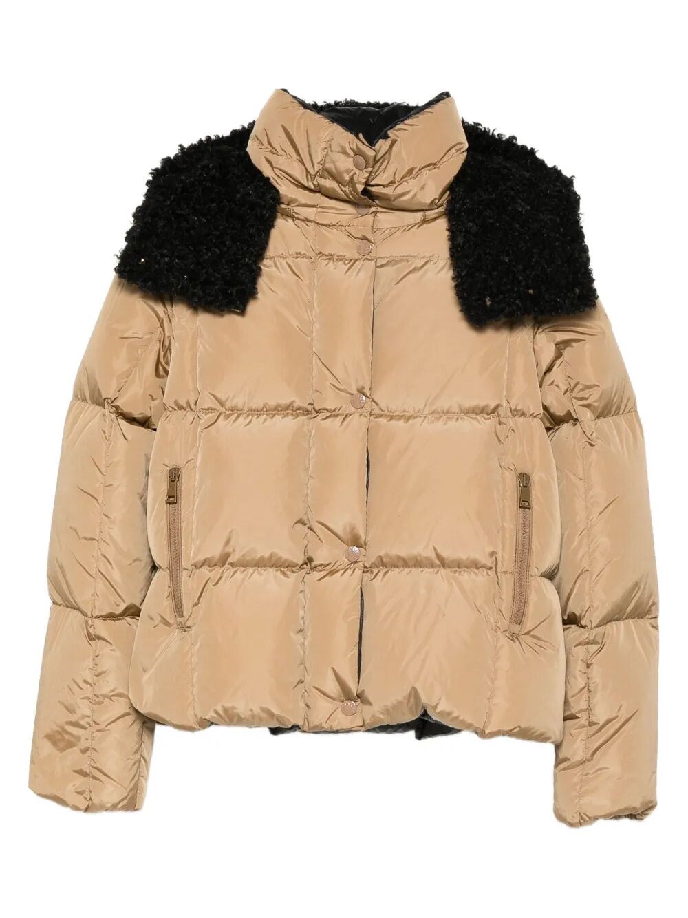 Moncler Castelnou Square-quilted Hooded Short Down Jacket Clothing In Nude