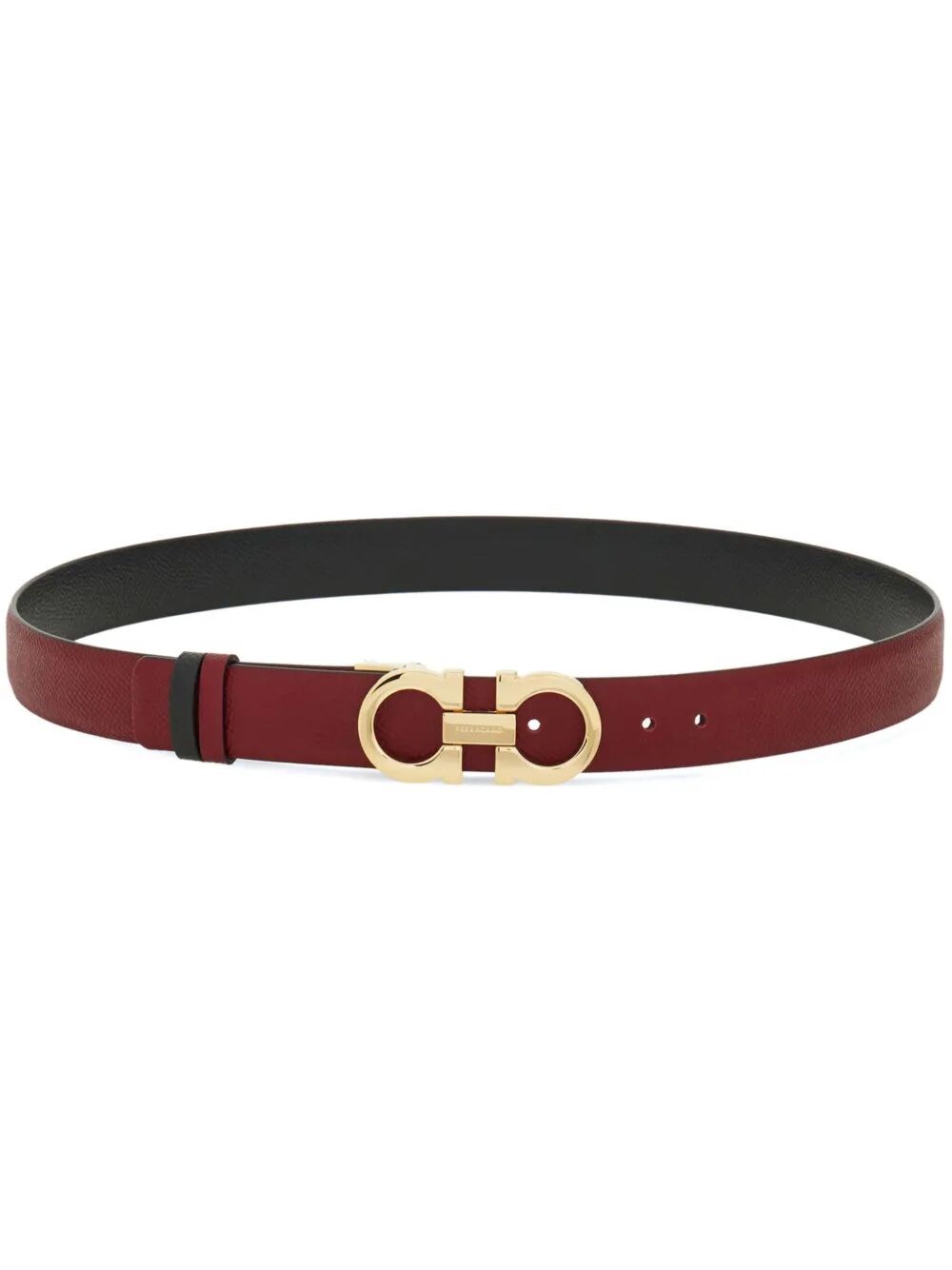 Ferragamo Reversible Belt With Gold-tone Buckle Hooks In Red