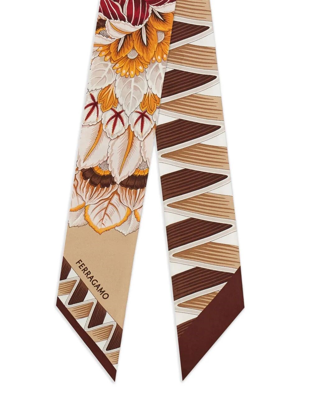 Ferragamo Giada Print Silk Mini Bandeau In Nude