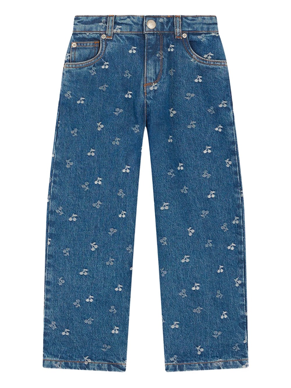 Bonpoint Cherry Embroidery Jeans In Blue