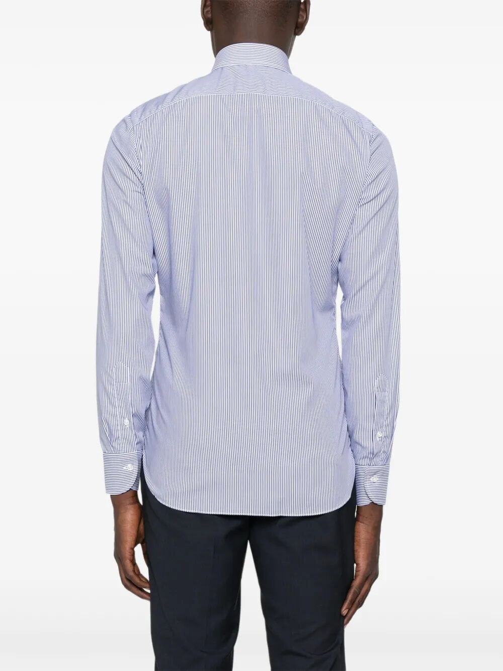 WHITE AND BLUE STRIPED SHIRT