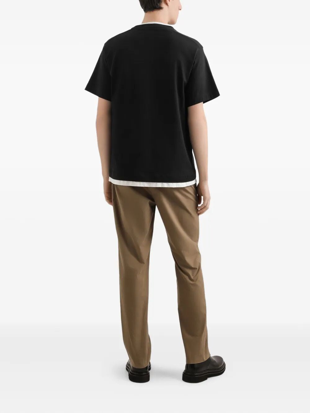 LOGO-EMBROIDERED LAYERING COTTON T-SHIRT