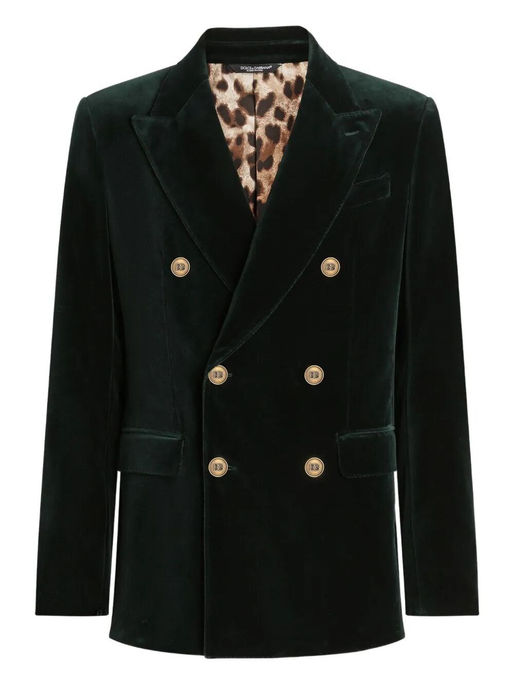 Dolce & Gabbana Double-breasted Sicily Light Cotton Velvet Jacket Clothing In Green