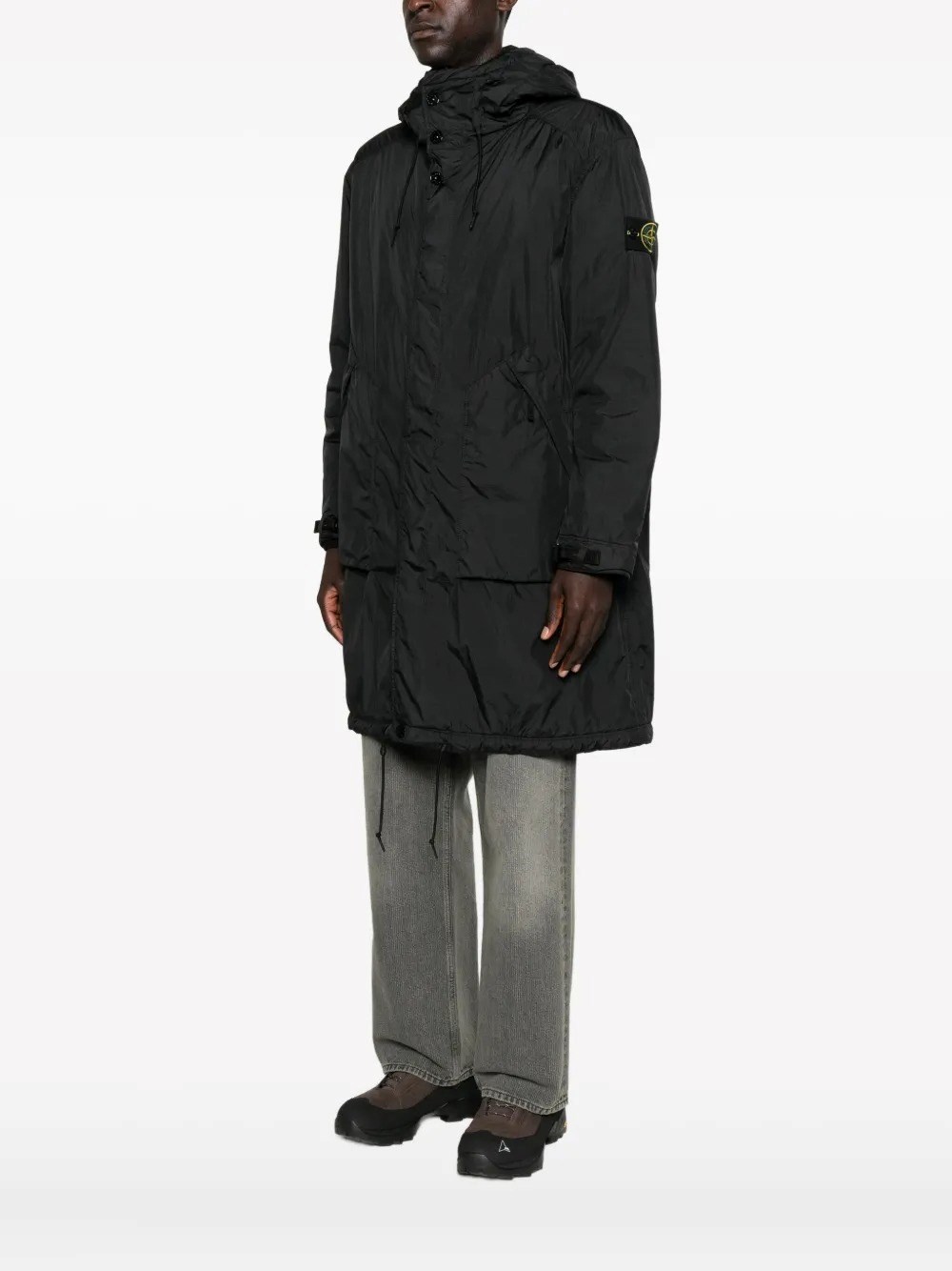 PADDED HOODED NYLON PARKA WITH ANTI-DROP AND WIND RESISTANCE