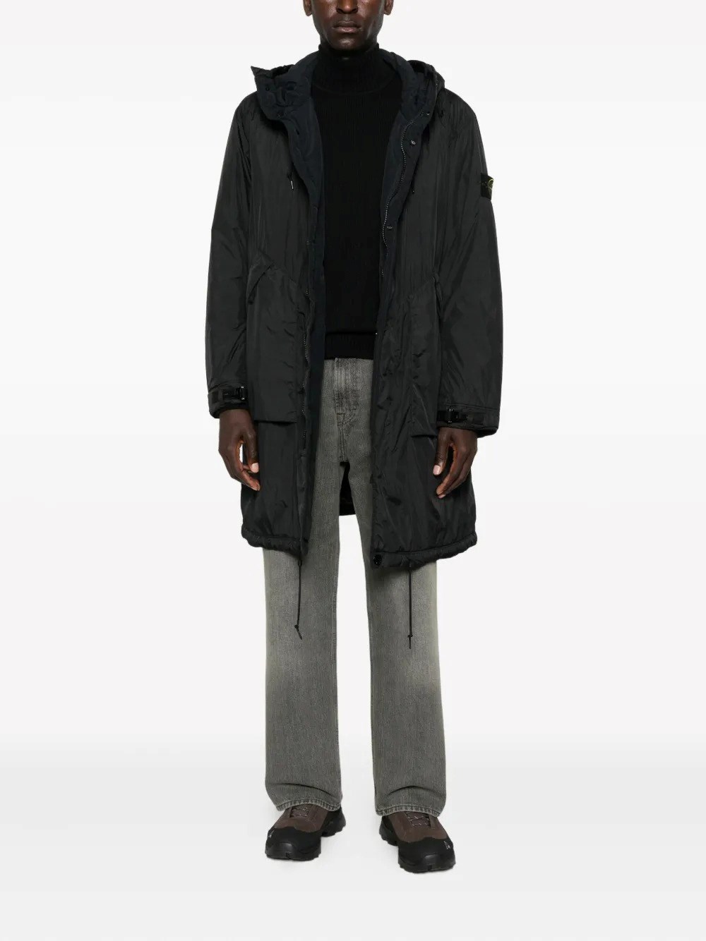 PADDED HOODED NYLON PARKA WITH ANTI-DROP AND WIND RESISTANCE