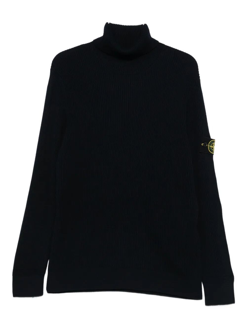 Stone Island Turtleneck Jumper With Finely Ribbed Trims In Blue