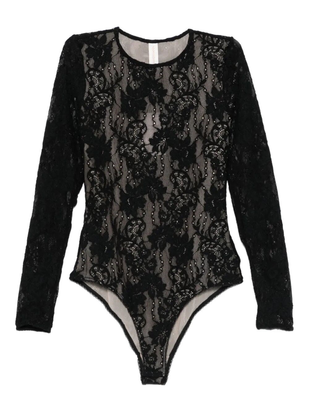 Zimmermann Fitted Black Lace Bodysuit With Floral Design And Inset Jelly Ribbon In Black