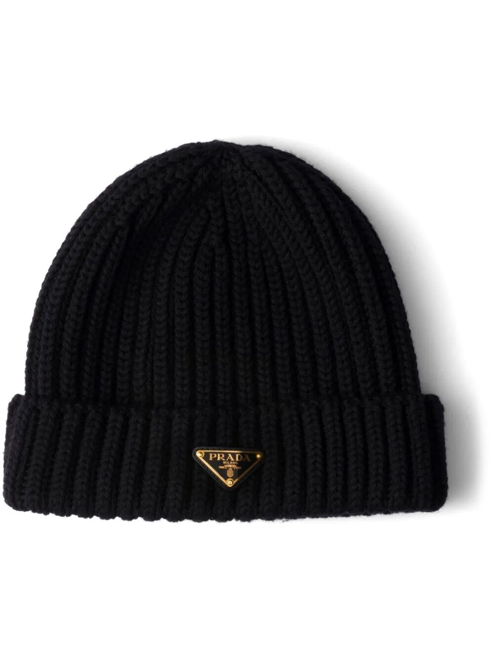 Prada Mélange Wool Beanie In Black