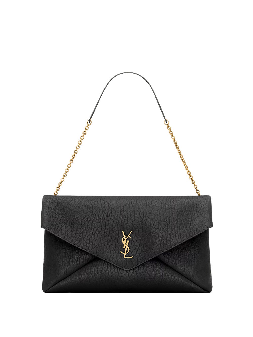 Saint Laurent Cassandre Xxl Envelope Pouch On Chain In Lambskin Bags In Black