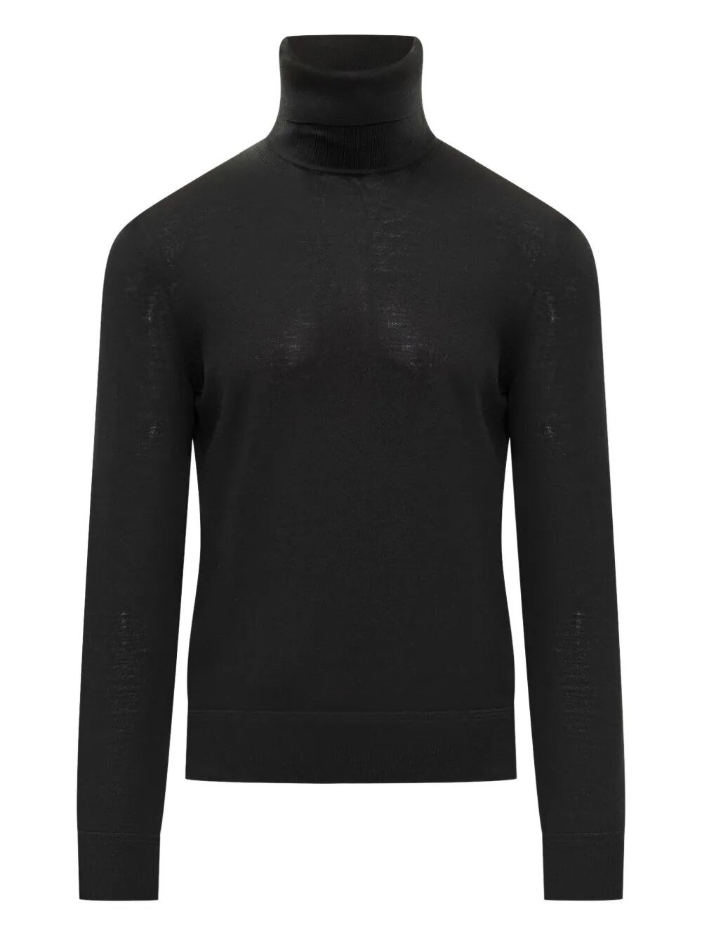Tom Ford Turtleneck Double Face Silk Blend Sweater In Black