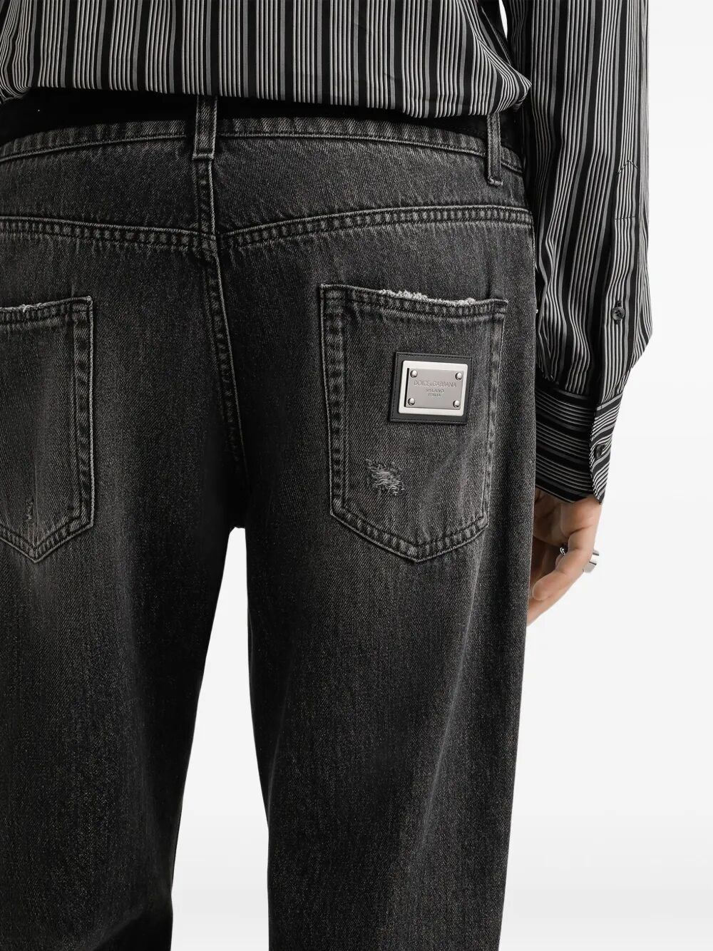 【Dolce&Gabbana】 Distressed high-riseストレートジーンズ Distressed mid-rise straight jeans in blue - Dolce Gabbana