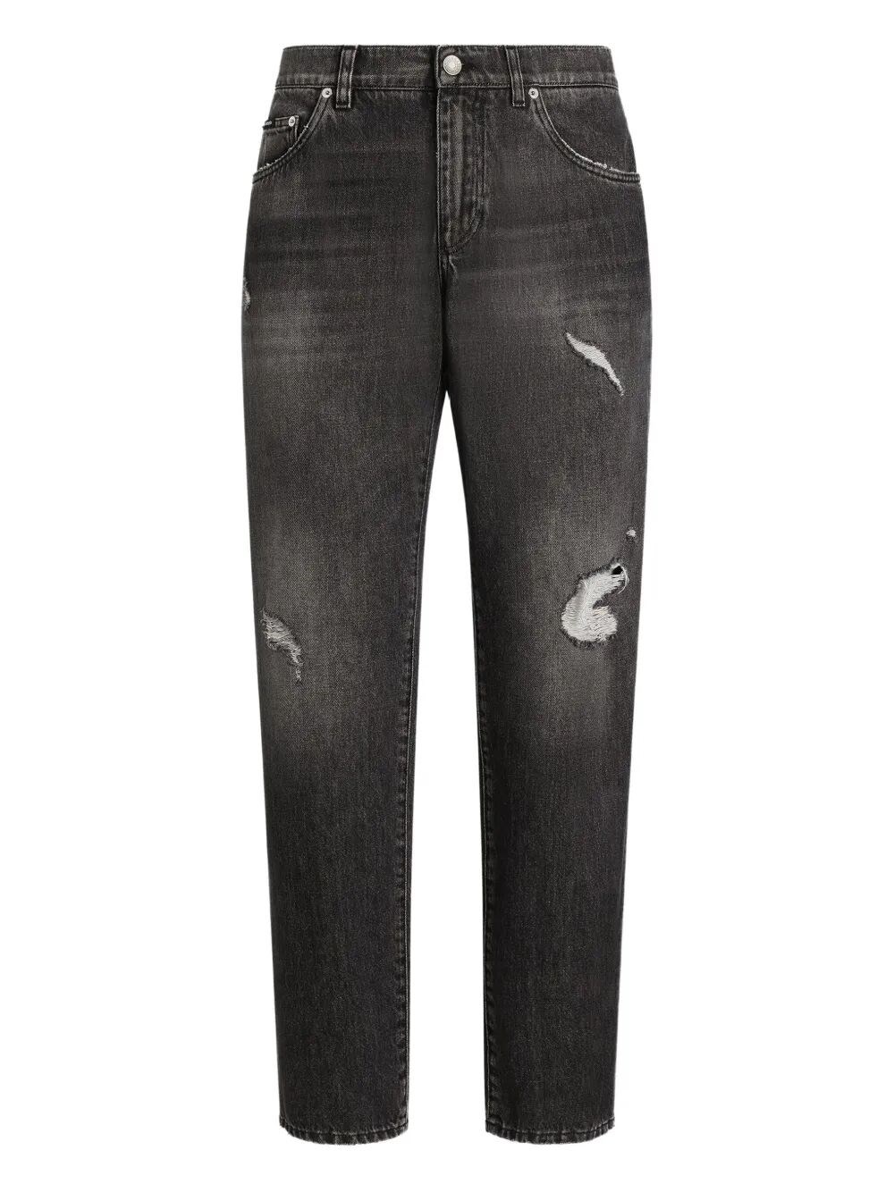 Dolce & Gabbana Straight-leg Distressed Effect Jeans Clothing In Gray
