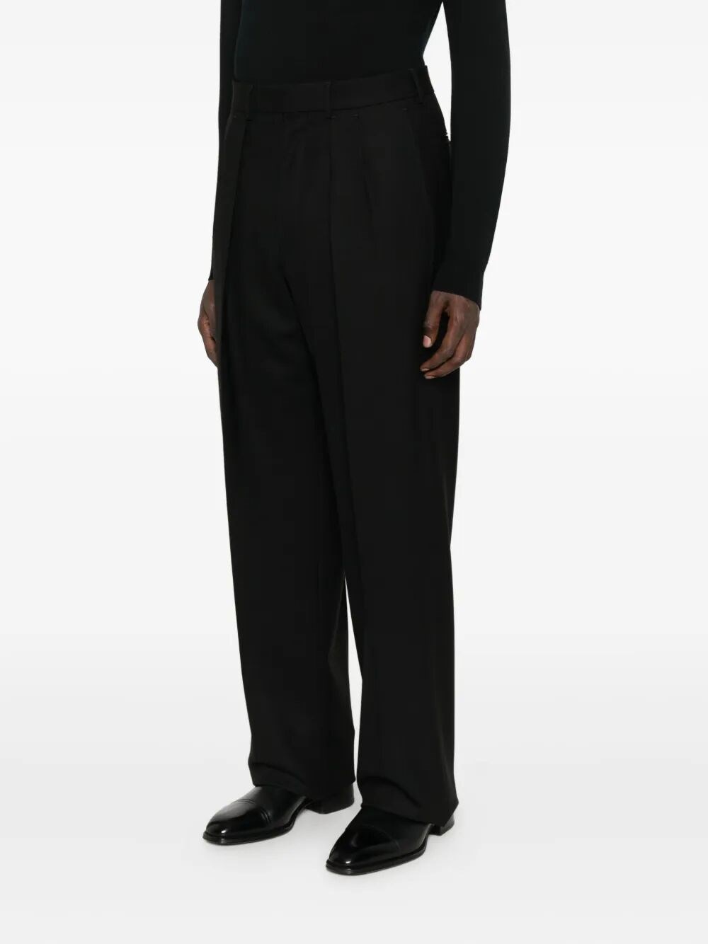 HIGH TWIST WOOL PLEATED TROUSERS