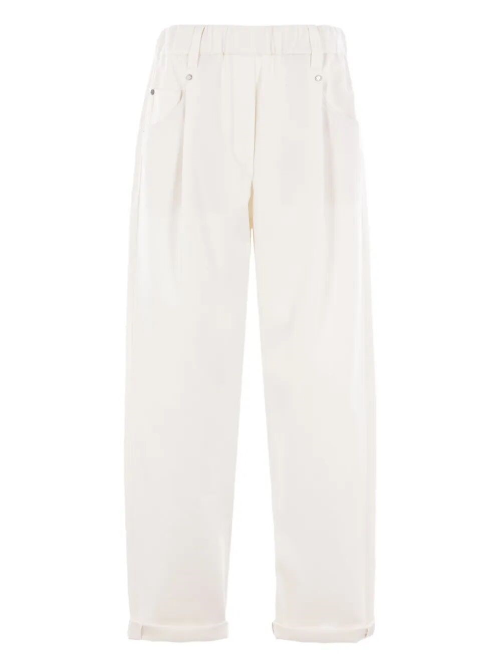 Brunello Cucinelli Gy Pull-on Pant In Stretch Cotton Cover With Shiny Bartack Clothing In White