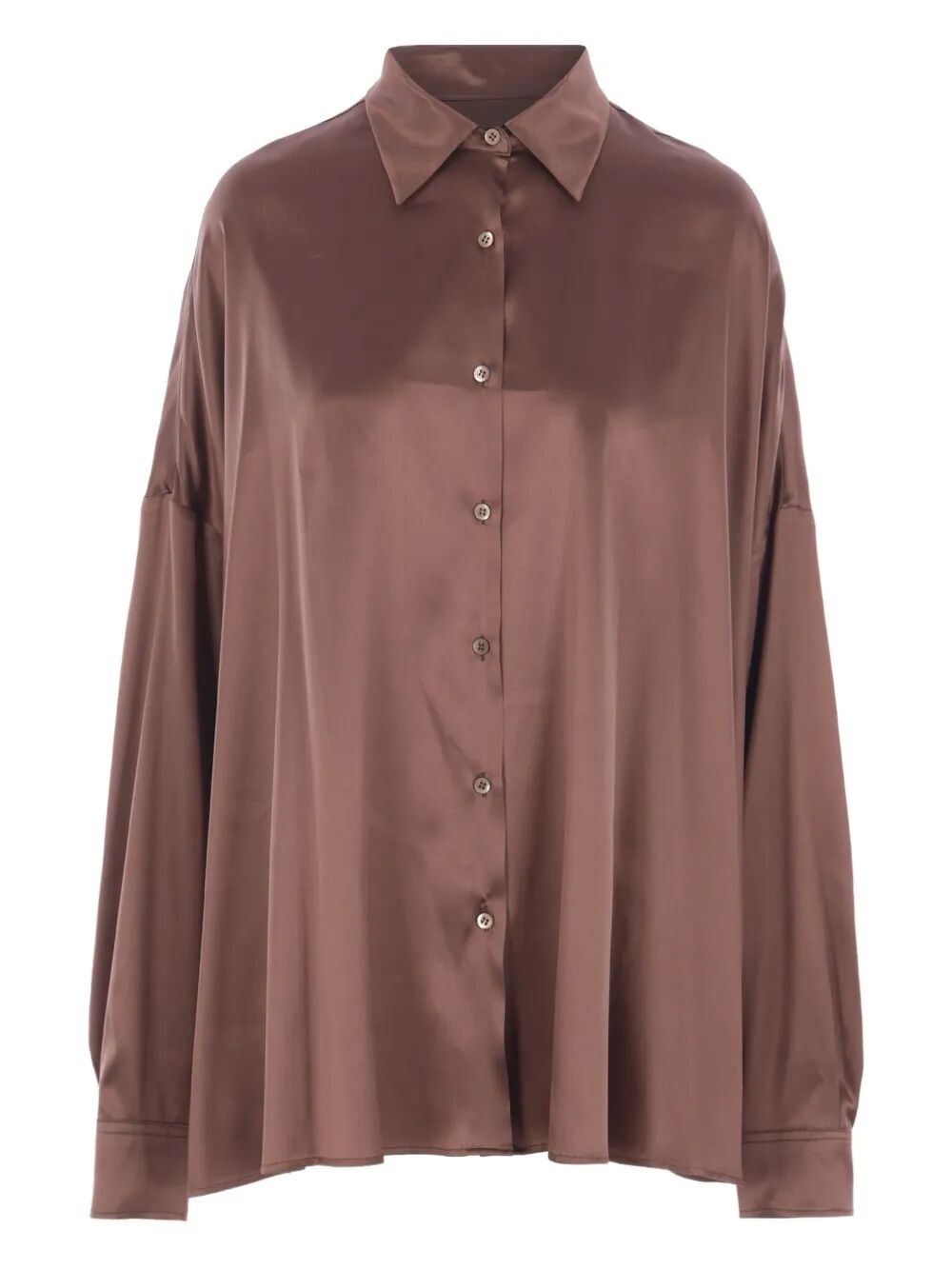 Dries Van Noten Long Sleeve Relaxed Fit Collared Shirt In Brown