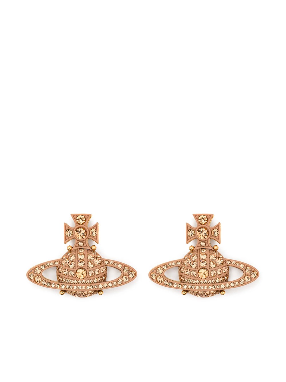 Vivienne Westwood Modern Orb Stud Earrings Crystal Embellishments In Silver