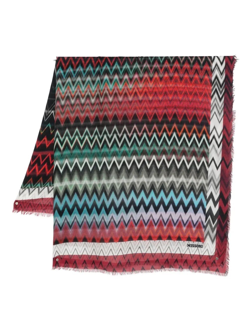 Missoni Zigzag Frayed-edge Scarf In Multi