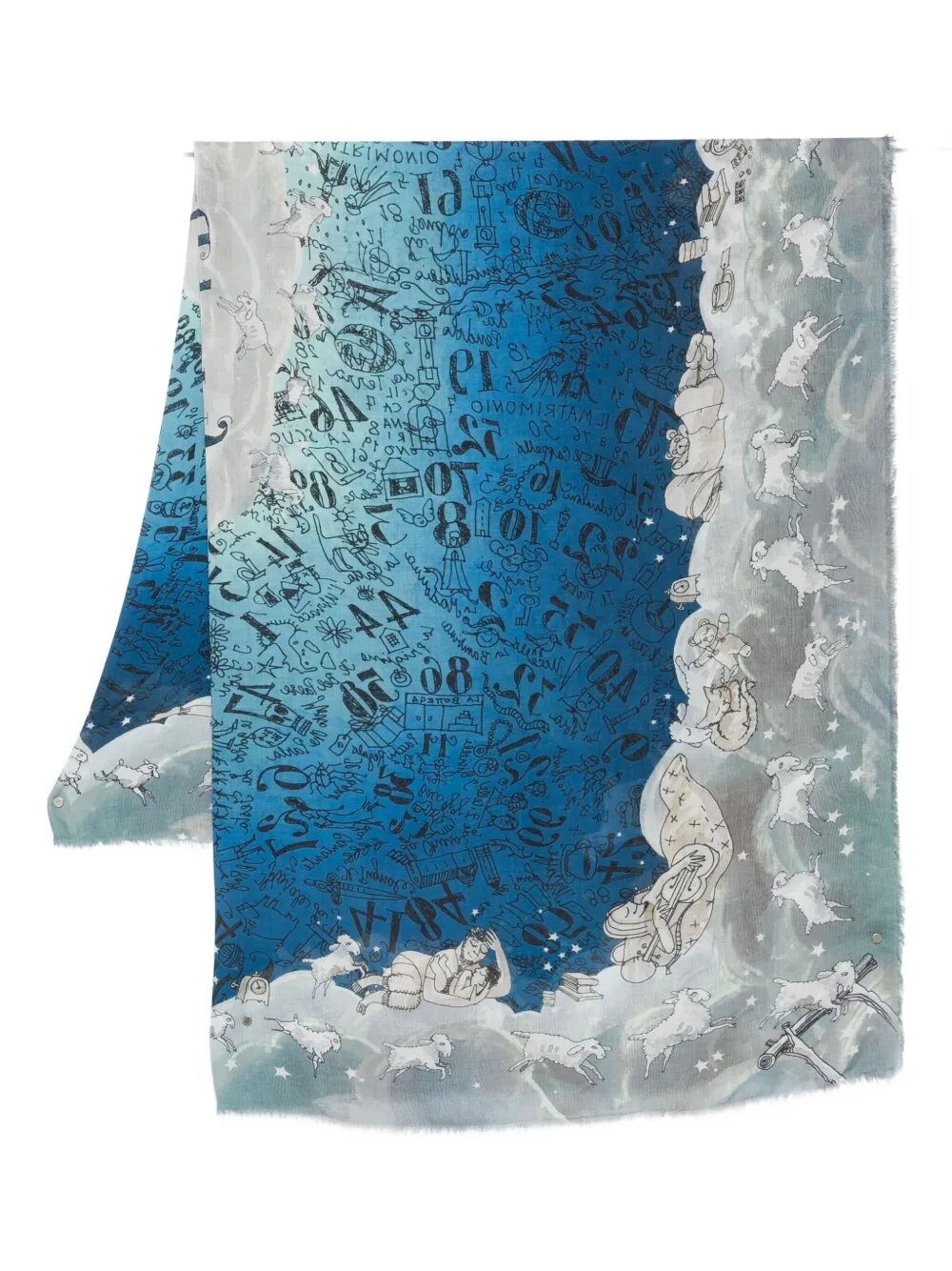 Faliero Sarti Sweet Dreams Scarf In Collaboration With Paolo Fiumi In Blue