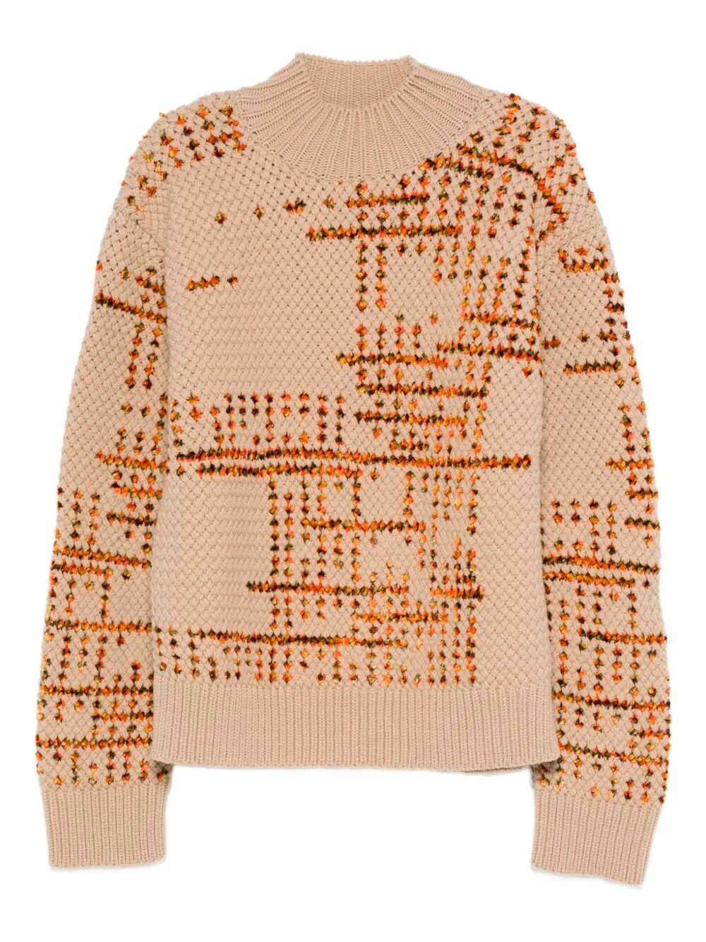 Dries Van Noten Mens Beige Mauritius Macao Patterned Wool-blend Jumper In Nude