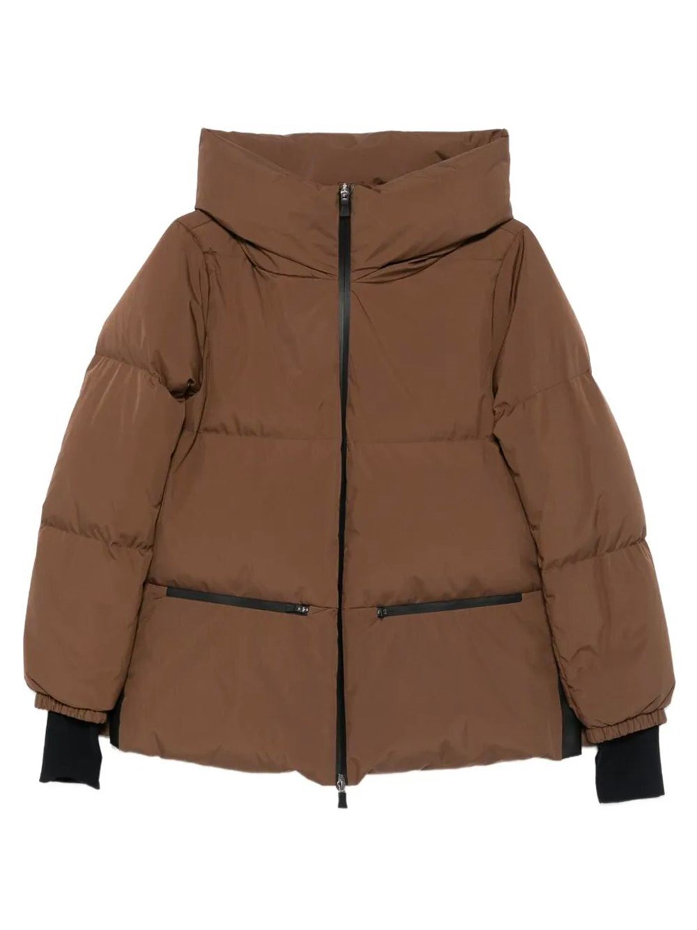 Herno 2layers Hooded Short Down Jacket Clothing In Brown
