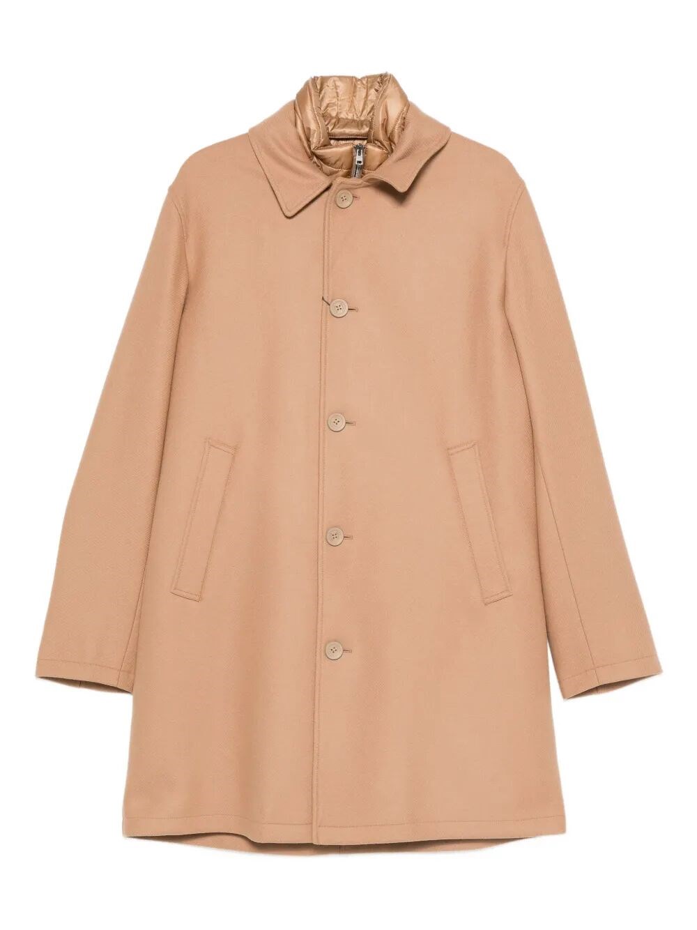 Herno Padded Coat With Collared Design And Pockets In Nude