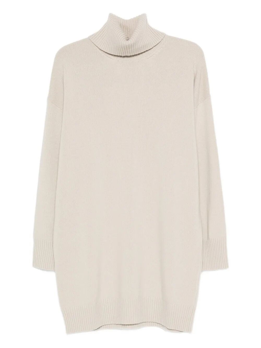 Roberto Collina Turtleneck Dress Dropped Shoulders Ribbed Cuffs In Animal Print