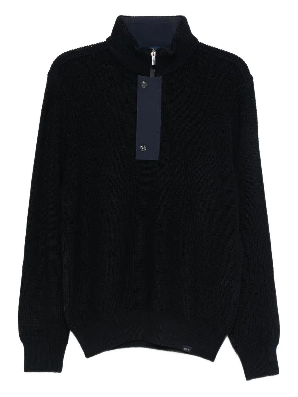Paul & Shark High Collar Knitwear Featuring Button Detail In Black