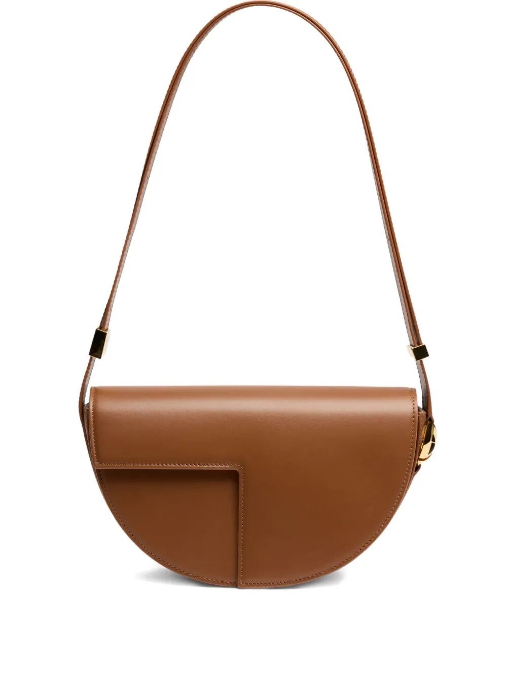 Patou Leather Shoulder Bag Adjustable Strap In Brown