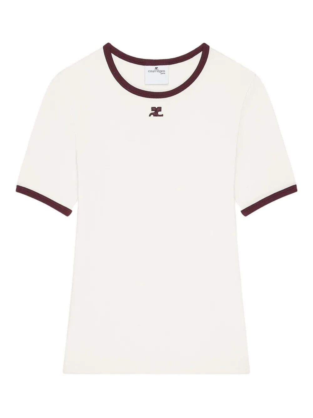 Courrèges T-shirt Heritage Con Bordi A Contrasto In Burgundy