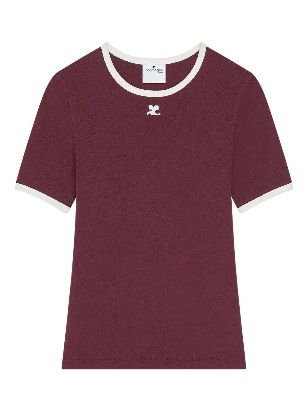 Courrèges Heritage Short Sleeve Contrast T-shirt In Brown