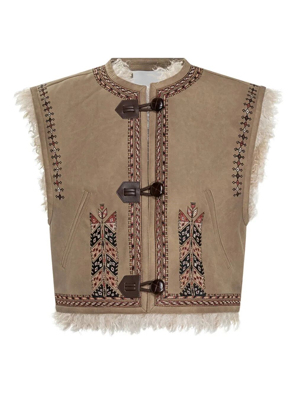 Isabel Marant Étoile Clemencia Suede Short Vest With Shearling Lining Clothing In Brown