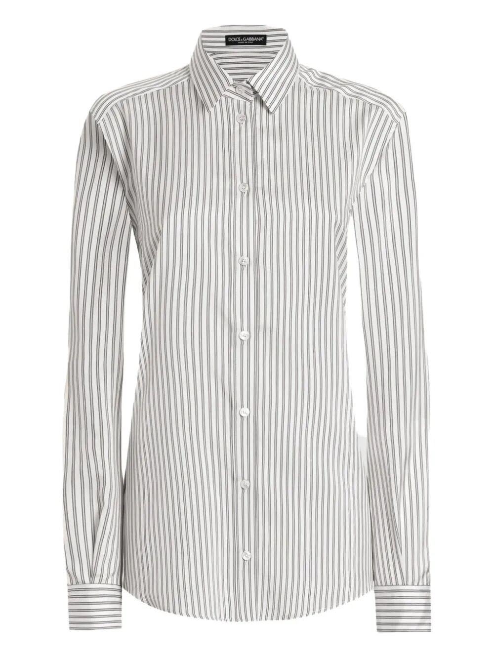 Dolce & Gabbana Silk Shirt With Striped Print Clothing In White