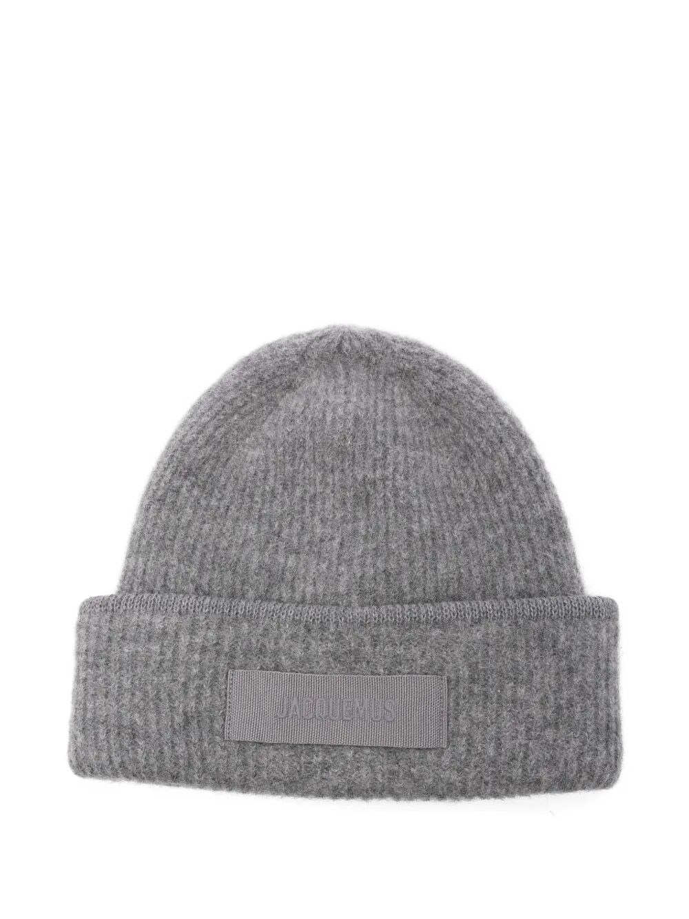 Jacquemus Gros Grain Beanie Hat By Le Bonnet In Gray