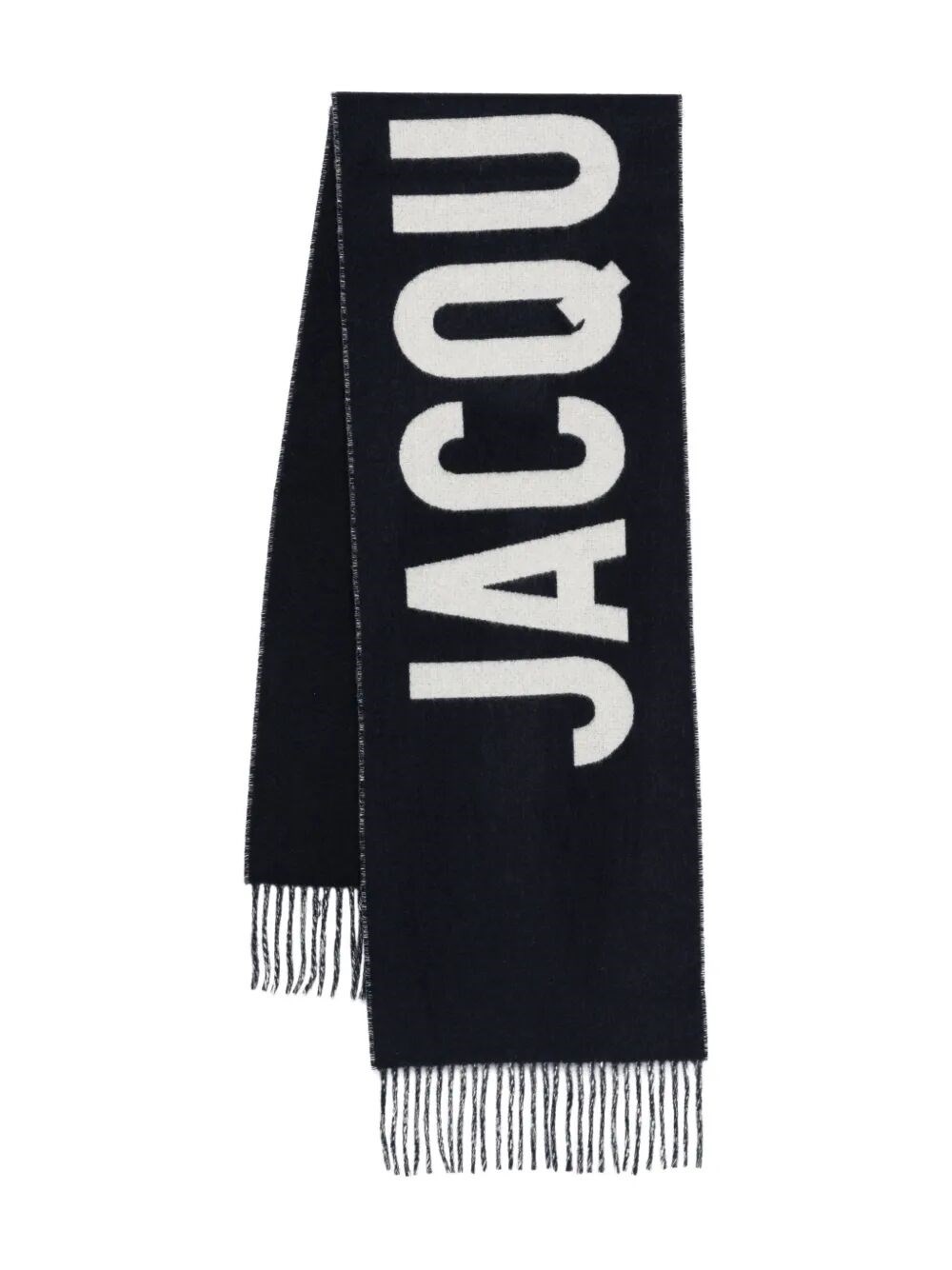 Jacquemus Brushed Finish Fringe Detailing Wraparound Scarf In Black