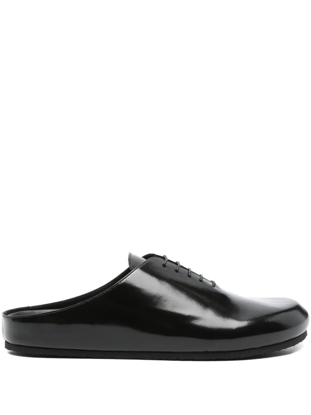 Jacquemus Round Toe Open Back Flat Sole Slippers In Black