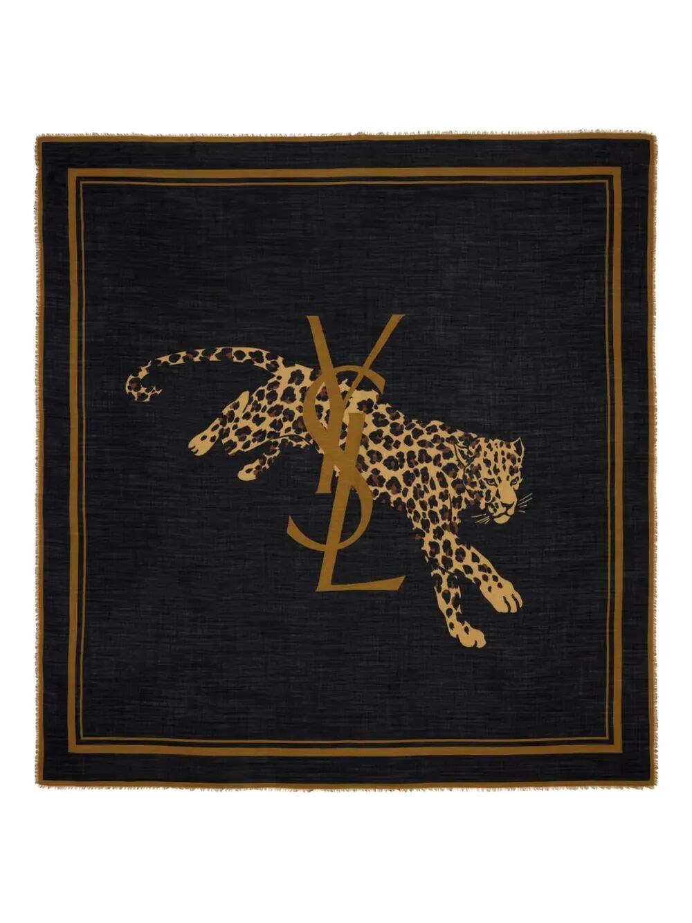 Saint Laurent Cassandre Large Square Scarf In Wool Twill In Black