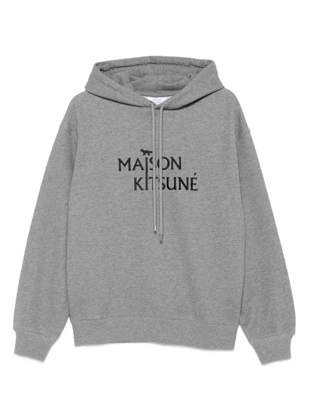 Maison Kitsuné Oversized Grey Cotton Hoodie With Adjustable Hood In Gray