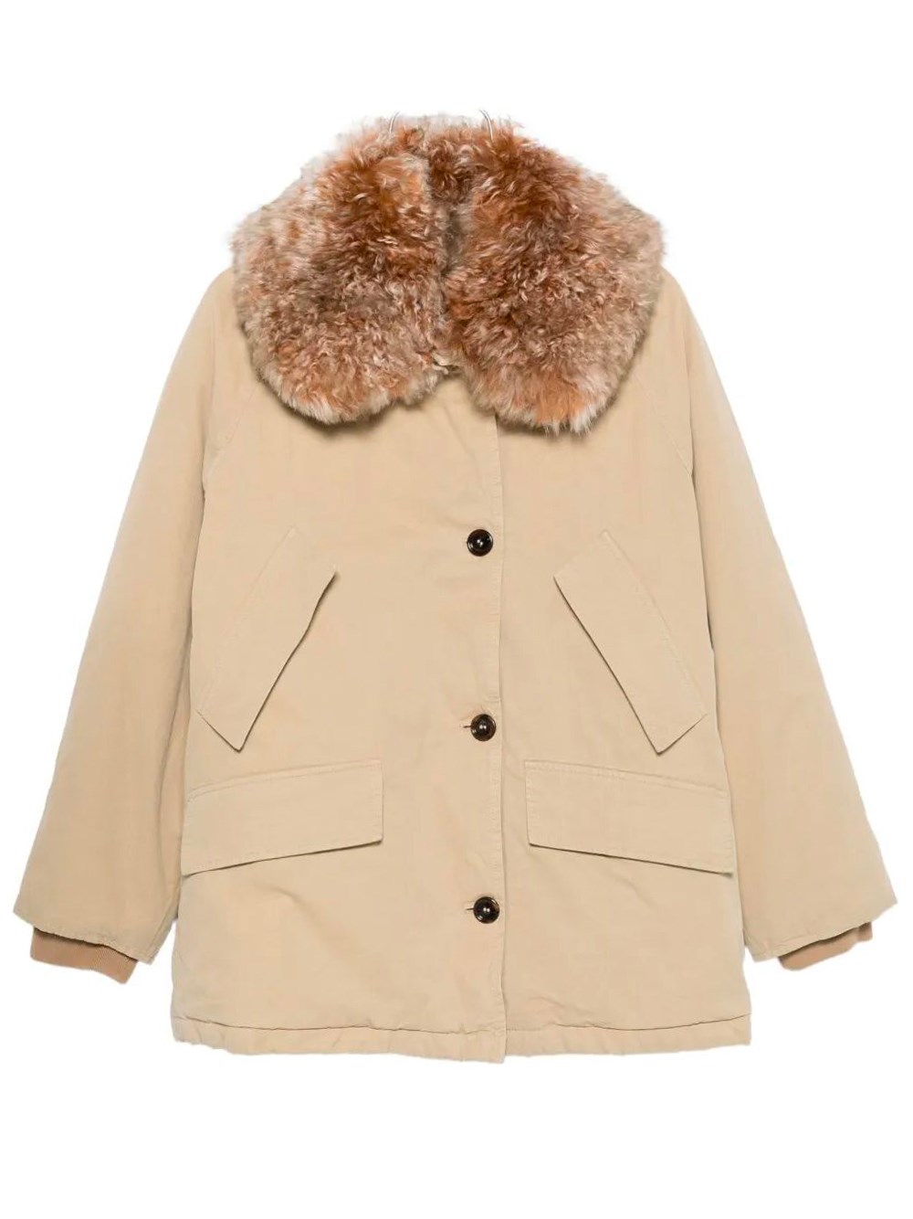 Prada Jacket With Faux Fur Collar And Long Sleeves In Yellow