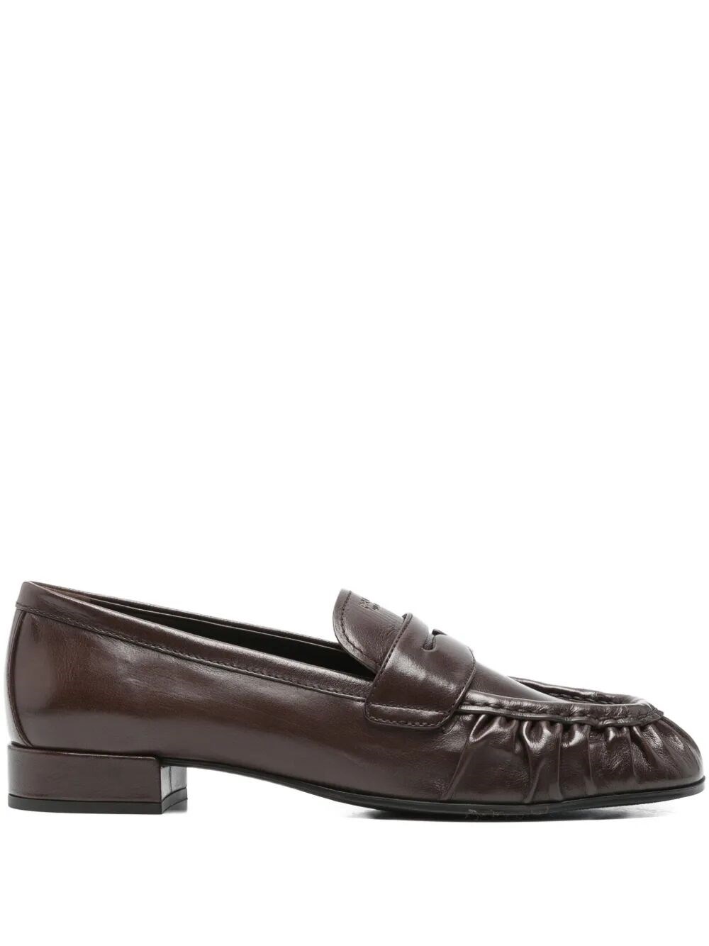 Prada Stylish Loafers Featuring Ruched Detailing In Brown