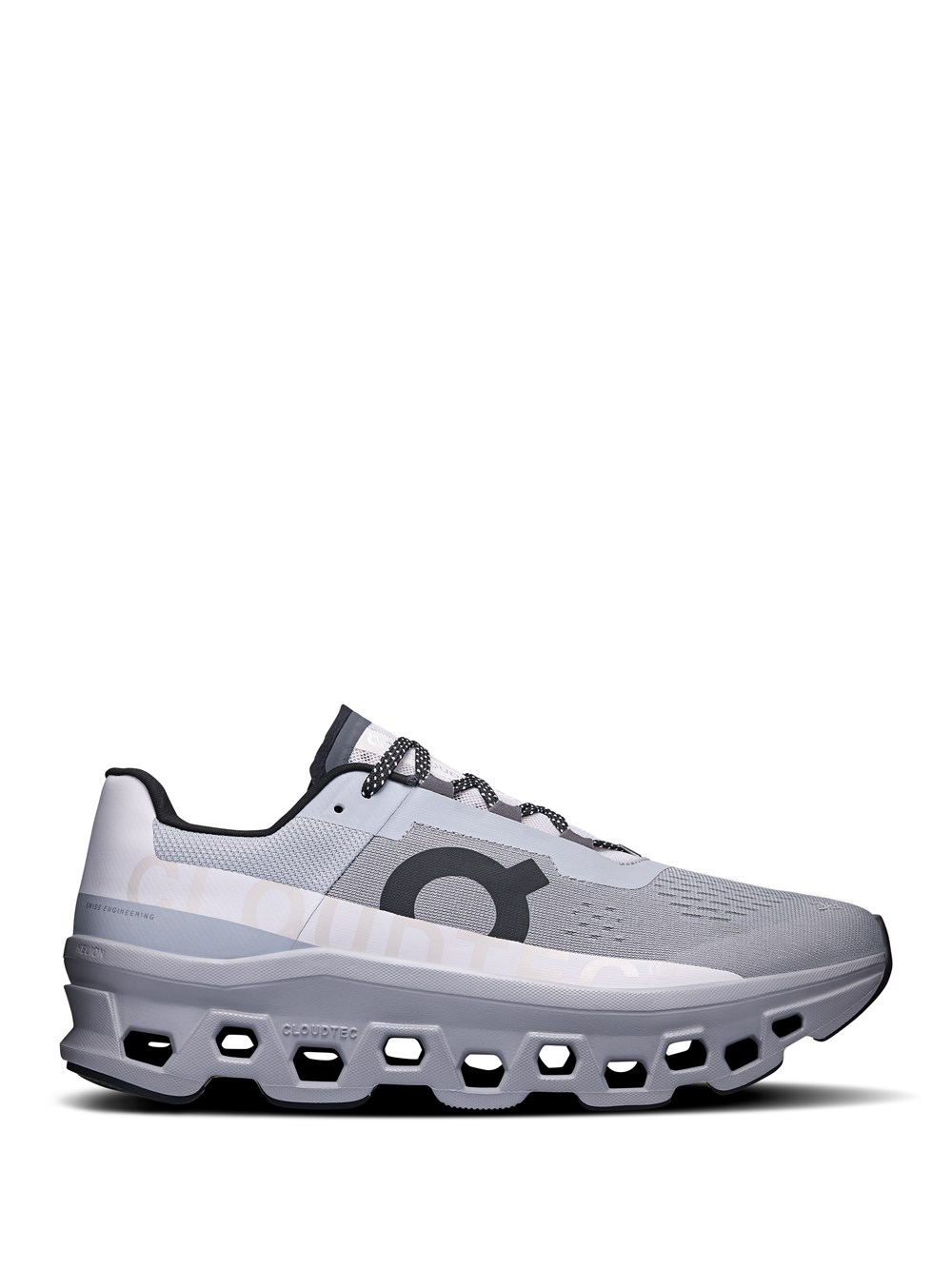 On Breathable Grey Sneakers With Robust Rubber Sole In Silver