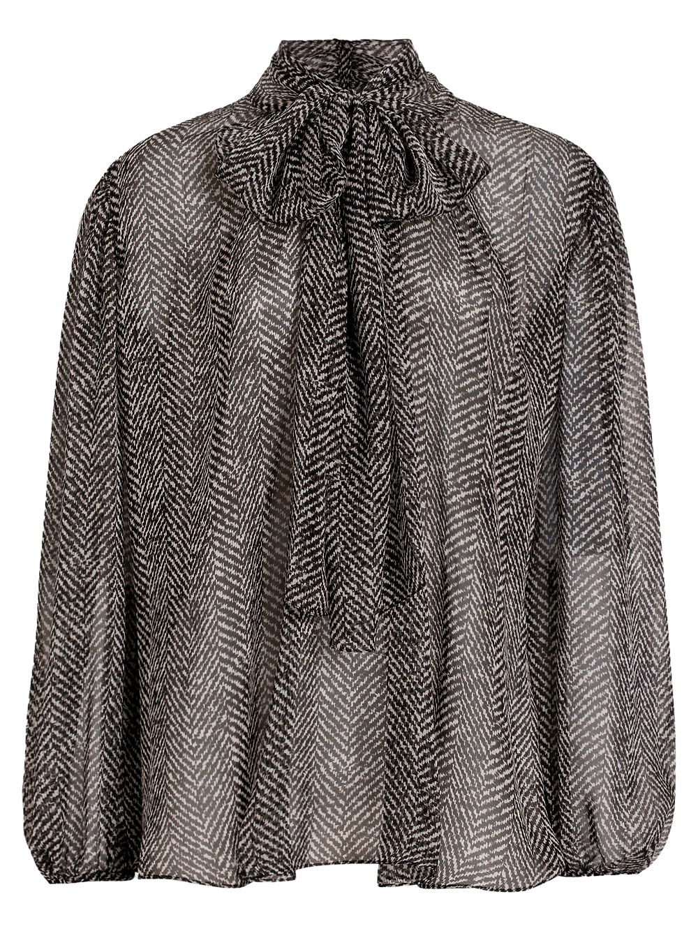 Dolce & Gabbana Chevron-print Silk Chiffon Shirt In Multi