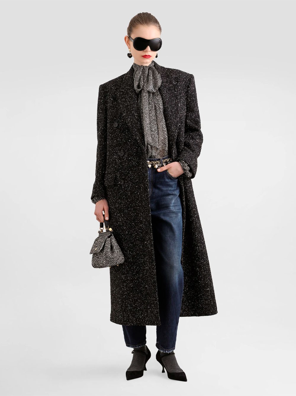 CHEVRON-PRINT SILK CHIFFON SHIRT 