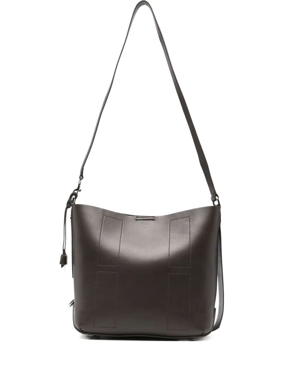 Hogan Small Leather Hobo Bag With Adjustable Strap In Brown