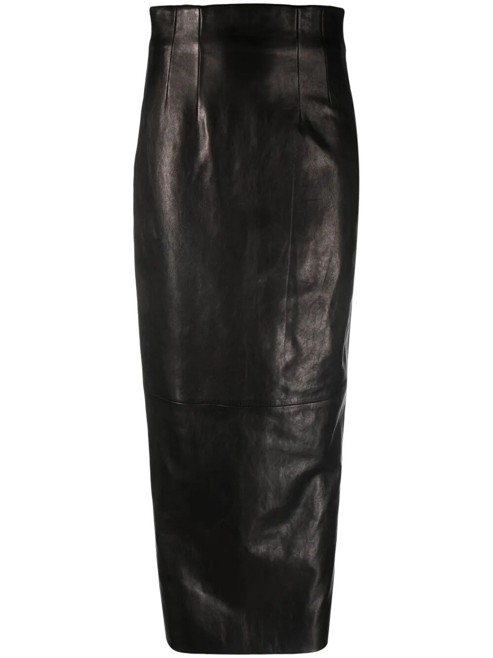 Khaite The Loxley Leather Pencil Skirt In Black