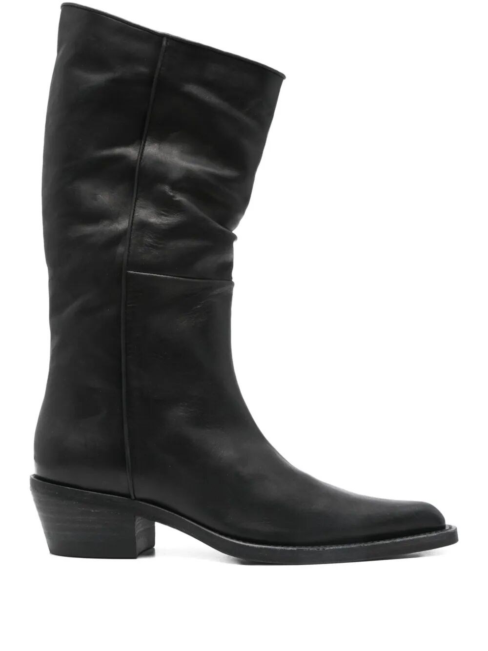 Khaite 45mm Leather Pointed-toe Boots In Black