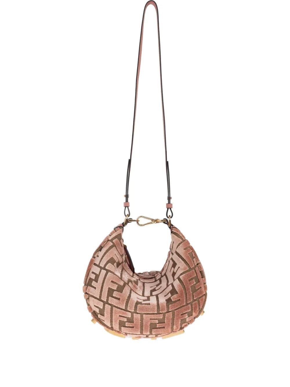 Fendi Graphy Mini Hobo Bag In Ff Jacquard Velvet In Multi