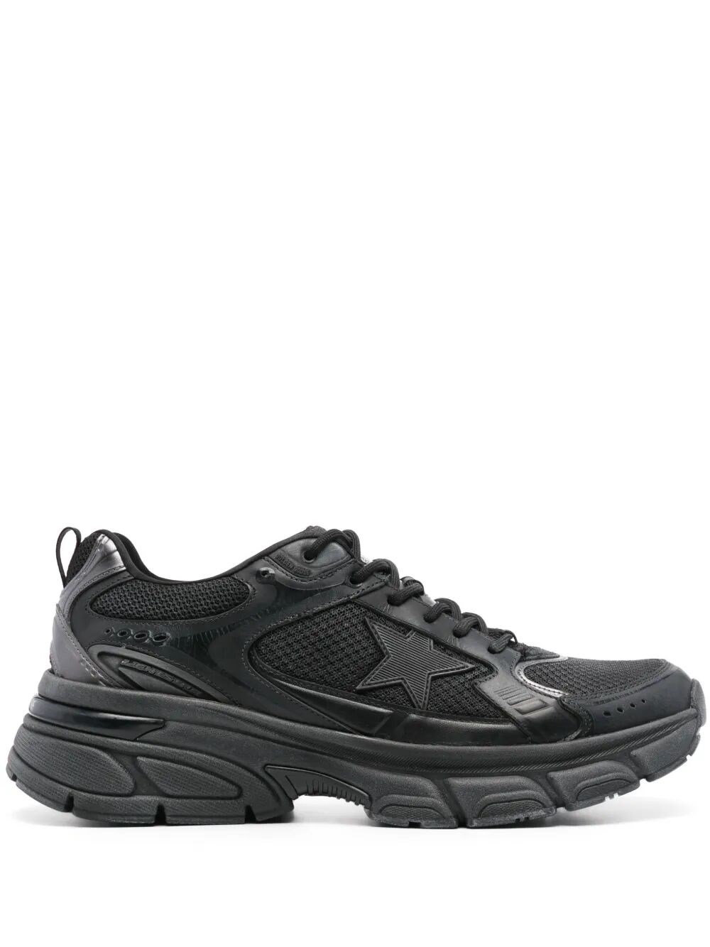 Golden Goose Lightstar Rubber-trimmed Leather And Mesh Sneakers In Black