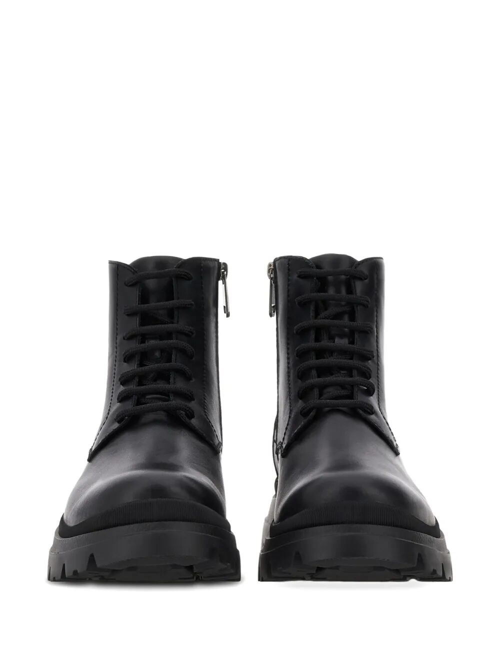 H692 LACE-UP LEATHER BOOTS WITH ZIP