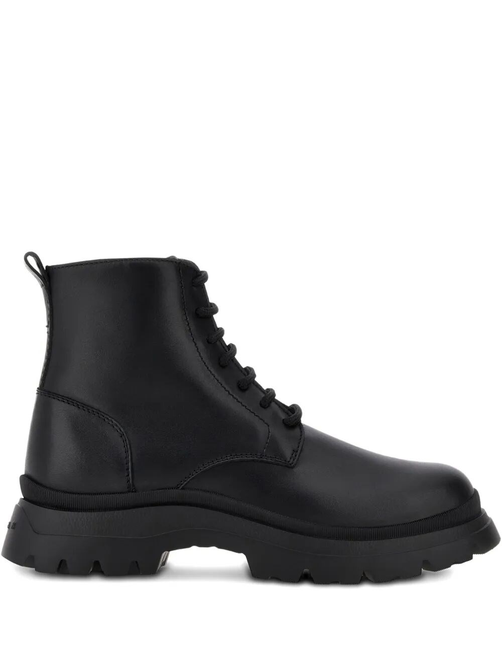 Hogan H692 Lace-up Leather Boots With Zip Shoes In Black