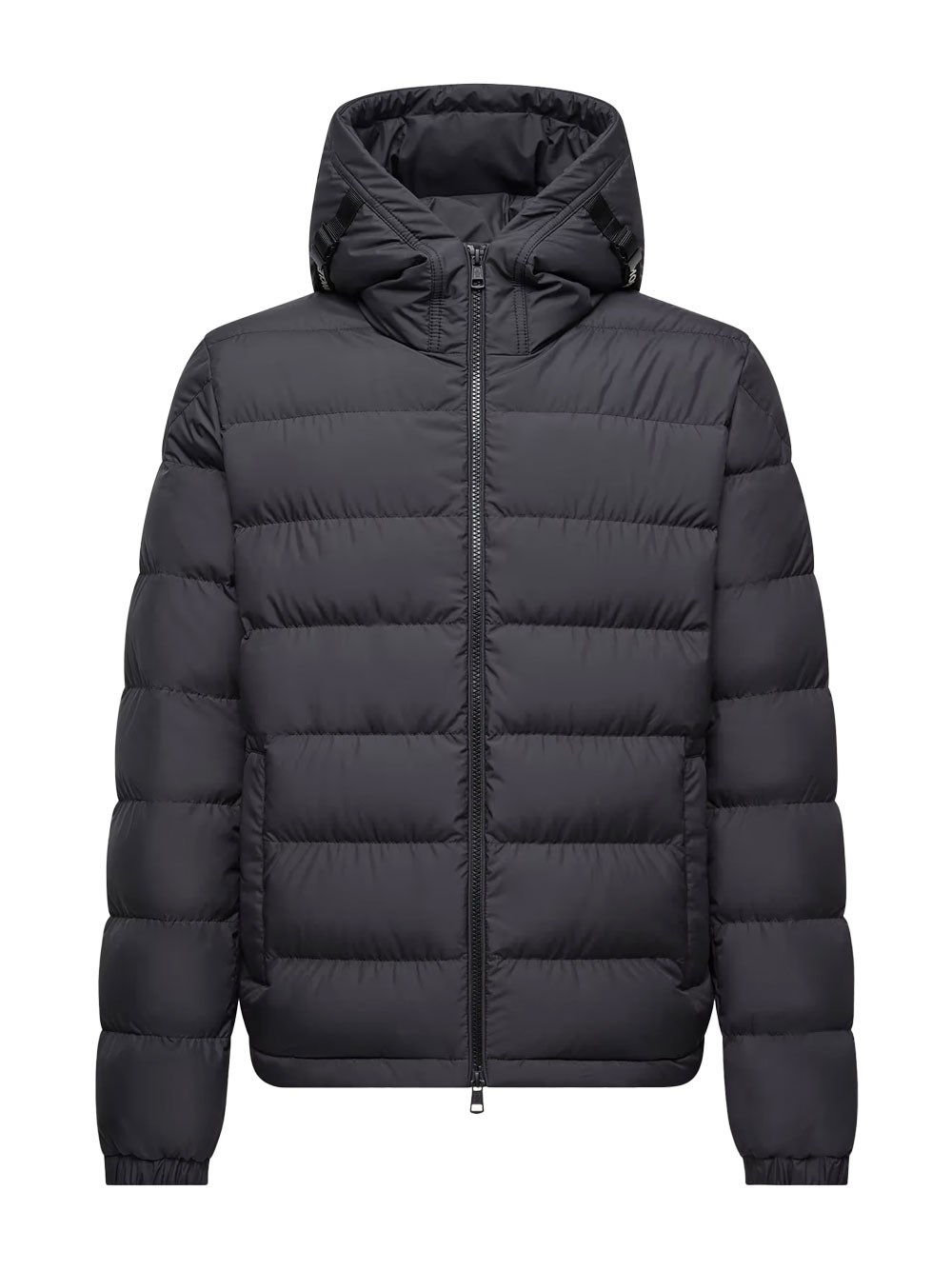Moncler Hooded Down Jacket Featuring Elastic Cuffs In Black